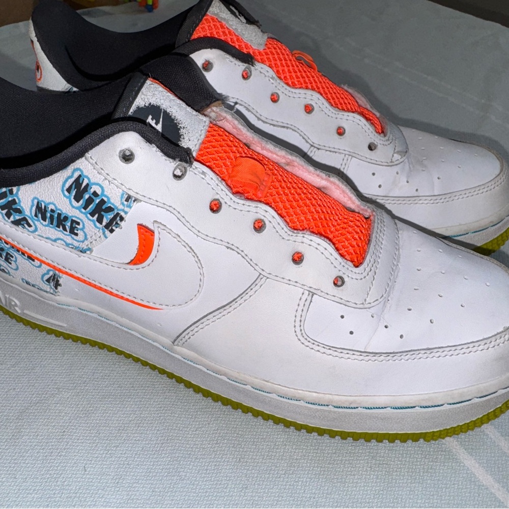 Nike Air Force 1 Back to School White with Orange Sneakers